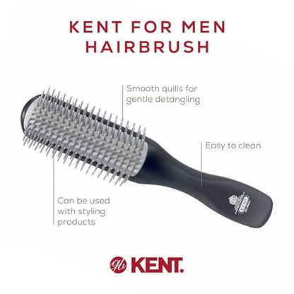 Kent KFM2 Gel Styling Hair Brush for Men - 9 Row Mens Hair Brush with Ionic Anti Static Bristles - Detangling and Smoothing for Long or Thick Hair Avelisse