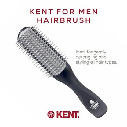 Kent KFM2 Gel Styling Hair Brush for Men - 9 Row Mens Hair Brush with Ionic Anti Static Bristles - Detangling and Smoothing for Long or Thick Hair Avelisse