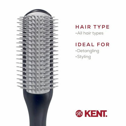 Kent KFM2 Gel Styling Hair Brush for Men - 9 Row Mens Hair Brush with Ionic Anti Static Bristles - Detangling and Smoothing for Long or Thick Hair Avelisse