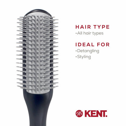 Kent KFM2 Gel Styling Hair Brush for Men - 9 Row Mens Hair Brush with Ionic Anti Static Bristles - Detangling and Smoothing for Long or Thick Hair Avelisse