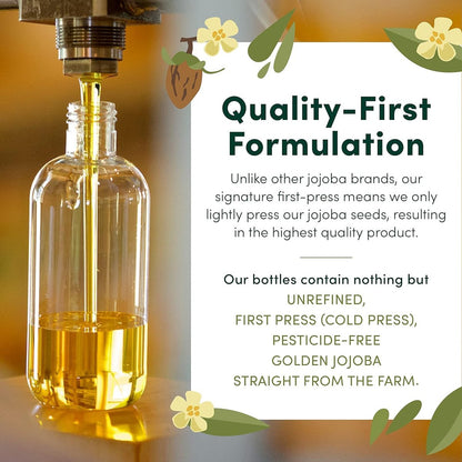 HobaCare 100% Pure Unrefined Jojoba Oil – Golden, 8.45 oz – Moisturizing Carrier Oil for Hair, Skin, Face, Body, Scalp, Nails, Beard – Vegan & Cruelty-Free