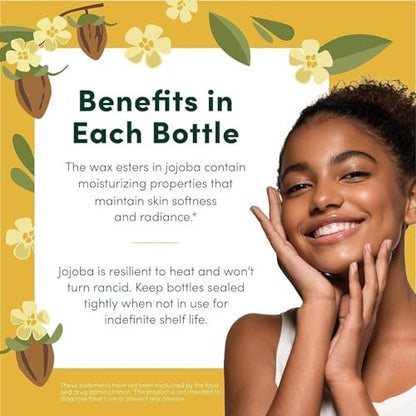 HobaCare 100% Pure Unrefined Jojoba Oil – Golden, 8.45 oz – Moisturizing Carrier Oil for Hair, Skin, Face, Body, Scalp, Nails, Beard – Vegan & Cruelty-Free