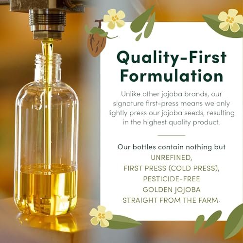 HobaCare 100% Pure Unrefined Jojoba Oil – Golden, 8.45 oz – Moisturizing Carrier Oil for Hair, Skin, Face, Body, Scalp, Nails, Beard – Vegan & Cruelty-Free - görsel 6