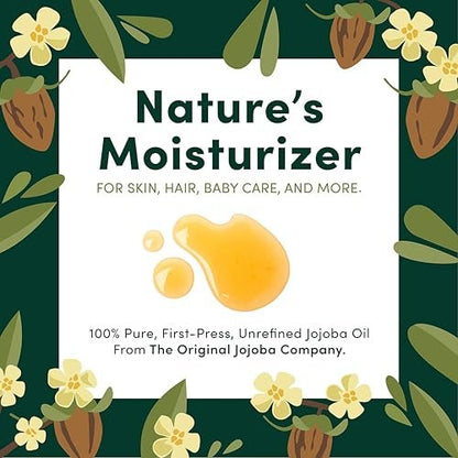 HobaCare 100% Pure Unrefined Jojoba Oil – Golden, 8.45 oz – Moisturizing Carrier Oil for Hair, Skin, Face, Body, Scalp, Nails, Beard – Vegan & Cruelty-Free
