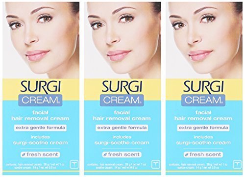 Surgiwax Facial Hair Removal Cream for Women - Extra Gentle Depilatory Formula for Sensitive Skin, Painless Face Hair Remover with Surgi-Soothe, 1 oz (2 Pack) Avelisse