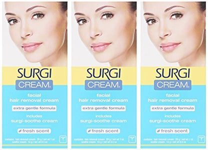 Surgiwax Facial Hair Removal Cream for Women - Extra Gentle Depilatory Formula for Sensitive Skin, Painless Face Hair Remover with Surgi-Soothe, 1 oz (2 Pack) Avelisse