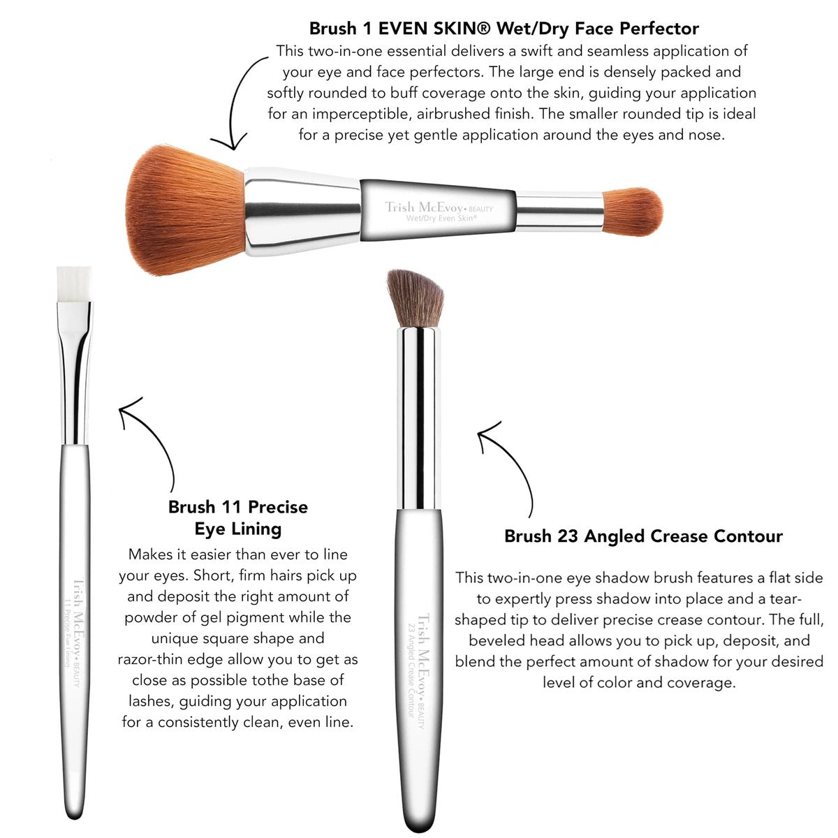Trish McEvoy Brush 11 Precise Eye Lining Brush – Flat Edge Synthetic Eyeliner Brush for Sharp, Razor-Thin Lines - görsel 3