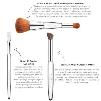 Trish McEvoy Brush 11 Precise Eye Lining Brush – Flat Edge Synthetic Eyeliner Brush for Sharp, Razor-Thin Lines
