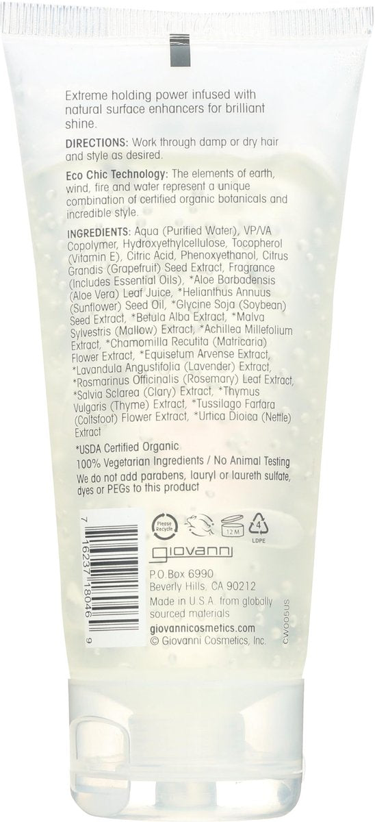 GIOVANNI L.A. Natural Styling Gel - Strong Hold, Eco Chic Technology, Grapefruit Seed Extract & Aloe Vera, Frizz-Free Hair, 2 oz - görsel 3