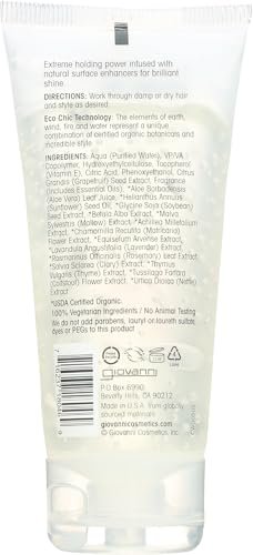 GIOVANNI L.A. Natural Styling Gel - Strong Hold, Eco Chic Technology, Grapefruit Seed Extract & Aloe Vera, Frizz-Free Hair, 2 oz