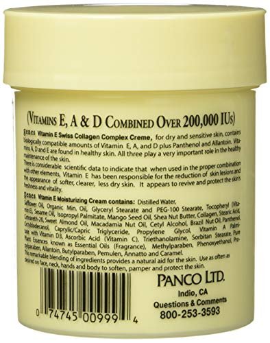 Genes Vitamin E Creme Swiss Collagen Complex Moisturizing Creme for Dry and Sensitive Skin 16 oz Avelisse