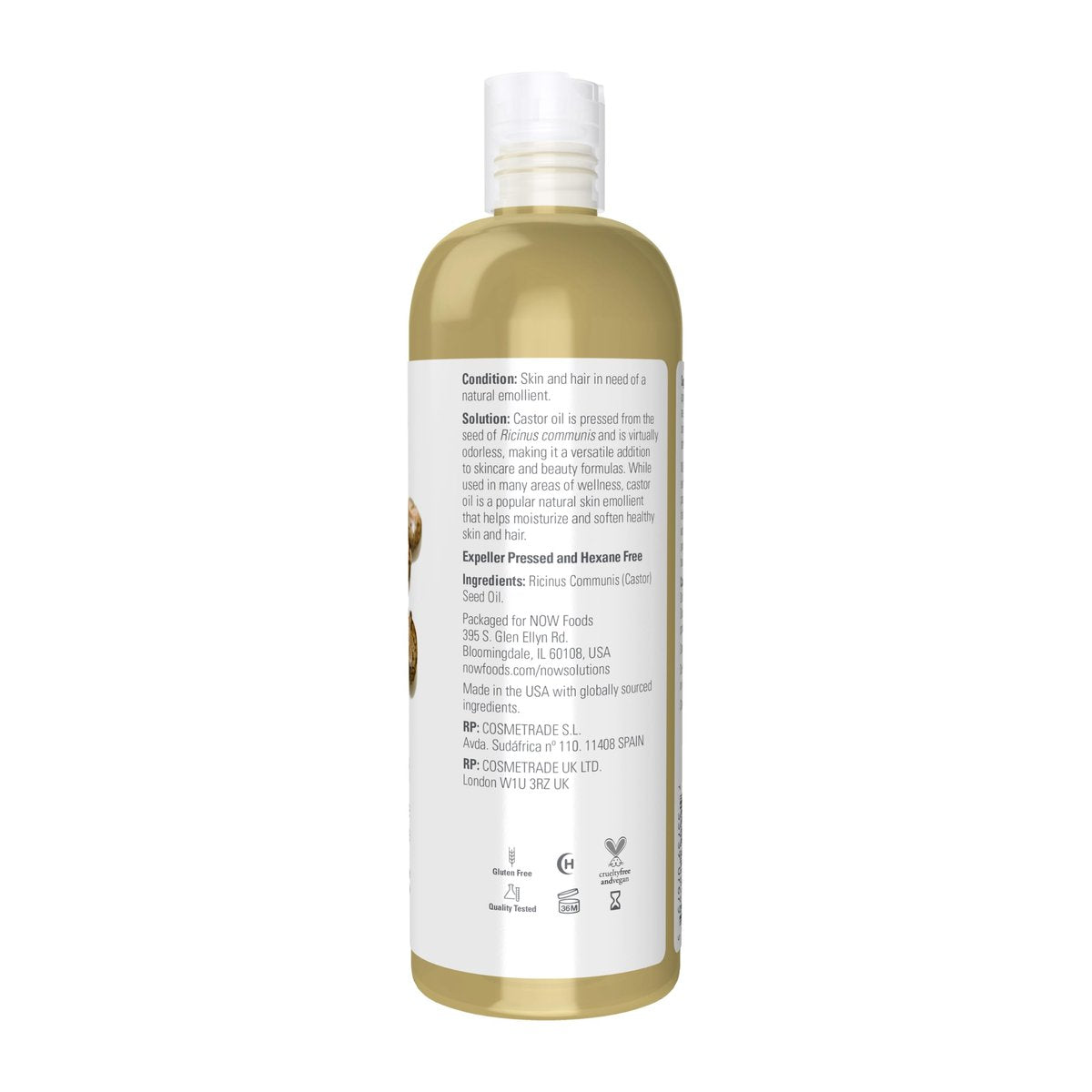 NOW Foods Solutions 100% Pure Castor Oil, 16 oz - Multi-Purpose Skin Softener & Moisturizer - görsel 3
