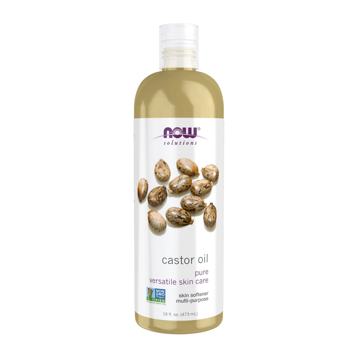 NOW Foods Solutions 100% Pure Castor Oil, 16 oz - Multi-Purpose Skin Softener & Moisturizer - görsel 1