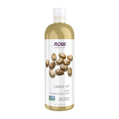 NOW Foods Solutions 100% Pure Castor Oil, 16 oz - Multi-Purpose Skin Softener & Moisturizer