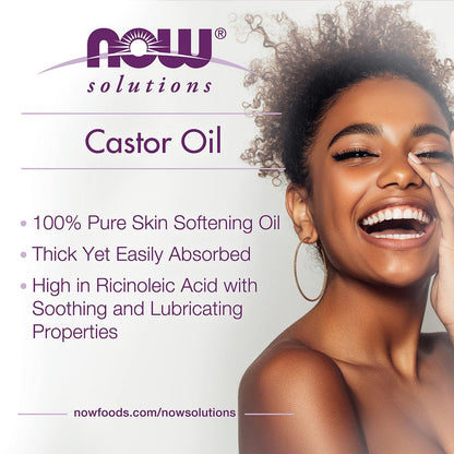 NOW Foods Solutions 100% Pure Castor Oil, 16 oz - Multi-Purpose Skin Softener & Moisturizer