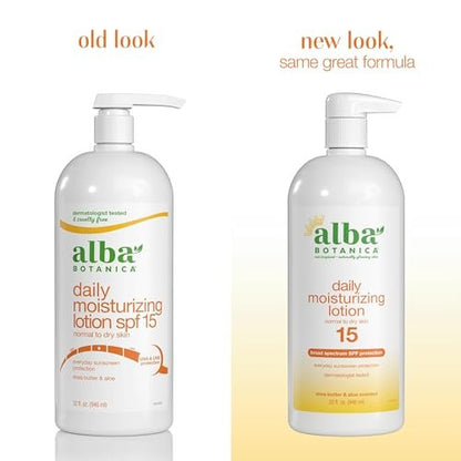 Alba Botanica Daily Moisturizing Lotion SPF 15 with Shea Butter & Aloe – 32 oz for Normal to Dry Skin Avelisse