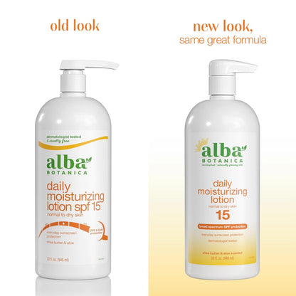 Alba Botanica Daily Moisturizing Lotion SPF 15 with Shea Butter & Aloe – 32 oz for Normal to Dry Skin Avelisse
