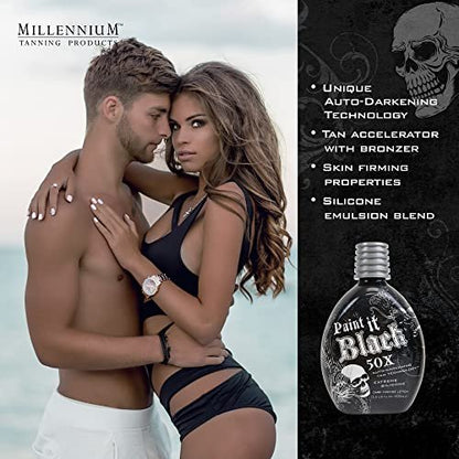 Millennium Tanning Paint It Black 50x Dark Tanning Bed Lotion, 13.5 fl oz - Extreme Indoor Tanning Accelerator Avelisse