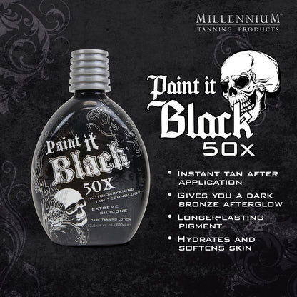 Millennium Tanning Paint It Black 50x Dark Tanning Bed Lotion, 13.5 fl oz - Extreme Indoor Tanning Accelerator Avelisse