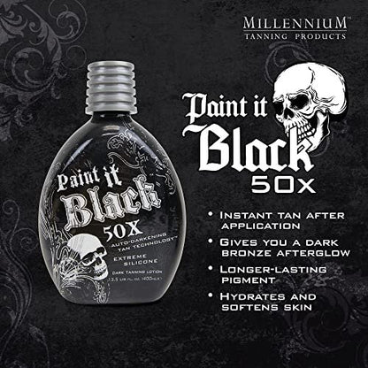 Millennium Tanning Paint It Black 50x Dark Tanning Bed Lotion, 13.5 fl oz - Extreme Indoor Tanning Accelerator Avelisse