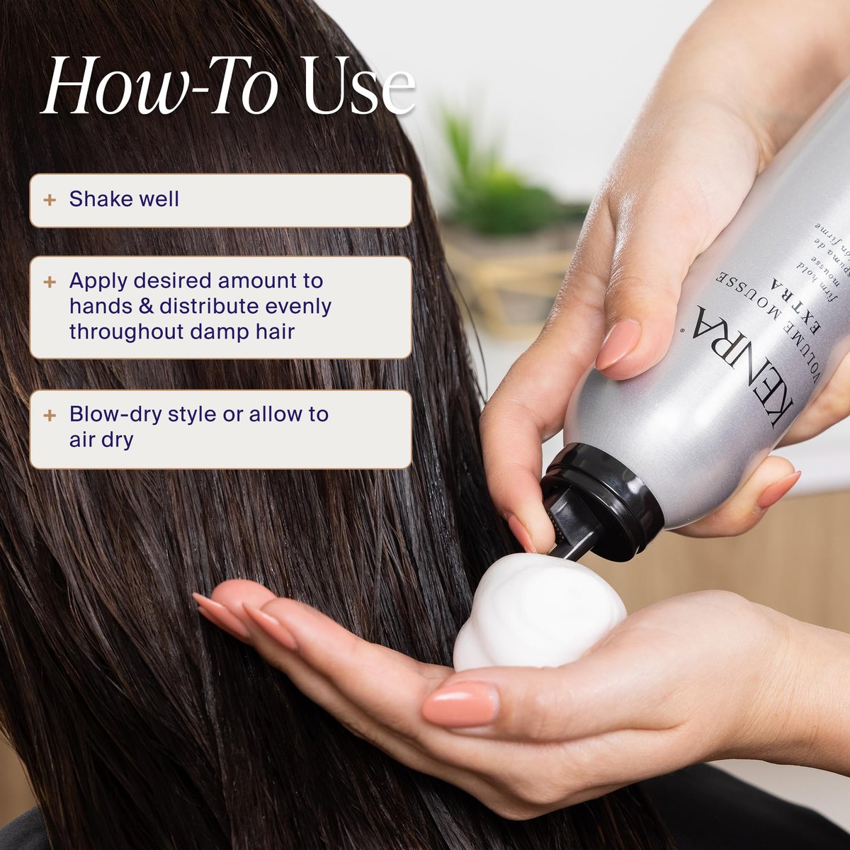 Kenra Volume Mousse Extra 17 – Firm Hold Mousse for All Hair Types, Lightweight, Non-Drying, Thermal Protection up to 450°F, 8 oz Avelisse
