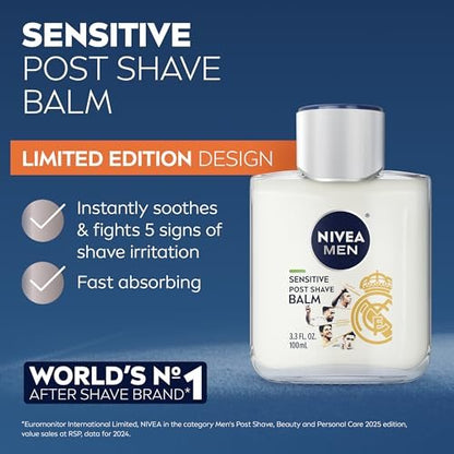 NIVEA MEN Real Madrid Limited Edition Sensitive Post Shave Balm, with VitaminPro Complex, Alcohol Free After Shave Balm for Men, 3.3 Fl Oz