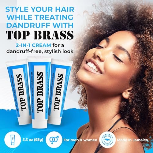 Top Brass Anti Dandruff Hair Cream for Men & Women - Styling Cream with Beeswax & Candelilla - Relieves Scalp Dryness, Flaking & Itching - Non-Greasy, Non-Medical Scent, 3 oz Avelisse