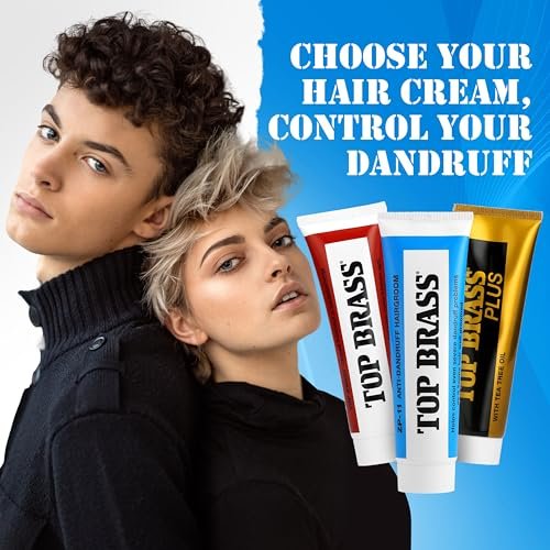 Top Brass Anti Dandruff Hair Cream for Men & Women - Styling Cream with Beeswax & Candelilla - Relieves Scalp Dryness, Flaking & Itching - Non-Greasy, Non-Medical Scent, 3 oz Avelisse