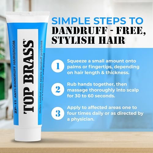 Top Brass Anti Dandruff Hair Cream for Men & Women - Styling Cream with Beeswax & Candelilla - Relieves Scalp Dryness, Flaking & Itching - Non-Greasy, Non-Medical Scent, 3 oz Avelisse