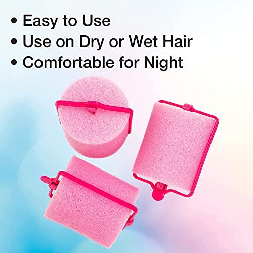 Conair Foam Hair Rollers for Big Volume, Lift and Curl - Large Pink, 9 Pack with Storage Bag - görsel 6