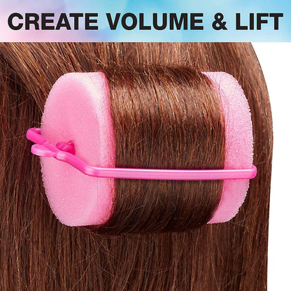 Conair Foam Hair Rollers for Big Volume, Lift and Curl - Large Pink, 9 Pack with Storage Bag
