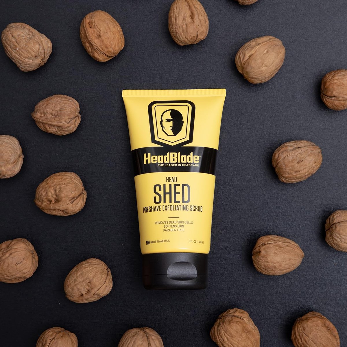 HeadBlade HeadShed Men's Exfoliating Scrub - 5 oz Face Wash & Cleanser for Smooth Shave Prep Avelisse