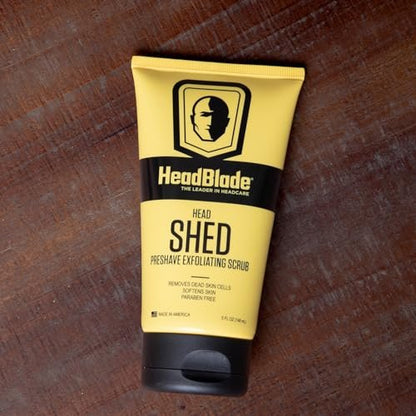 HeadBlade HeadShed Men's Exfoliating Scrub - 5 oz Face Wash & Cleanser for Smooth Shave Prep Avelisse