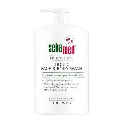Sebamed Liquid Face & Body Wash 1000mL (1 Liter) - Paraben-Free Dermatologist Recommended Mild Gentle Cleanser for Sensitive Skin Avelisse