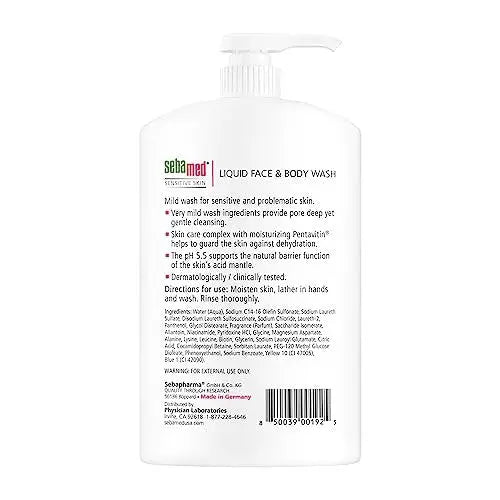 Sebamed Liquid Face & Body Wash 1000mL (1 Liter) - Paraben-Free Dermatologist Recommended Mild Gentle Cleanser for Sensitive Skin Avelisse