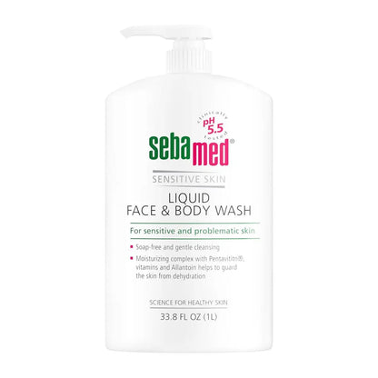 Sebamed Liquid Face & Body Wash 1000mL (1 Liter) - Paraben-Free Dermatologist Recommended Mild Gentle Cleanser for Sensitive Skin Avelisse