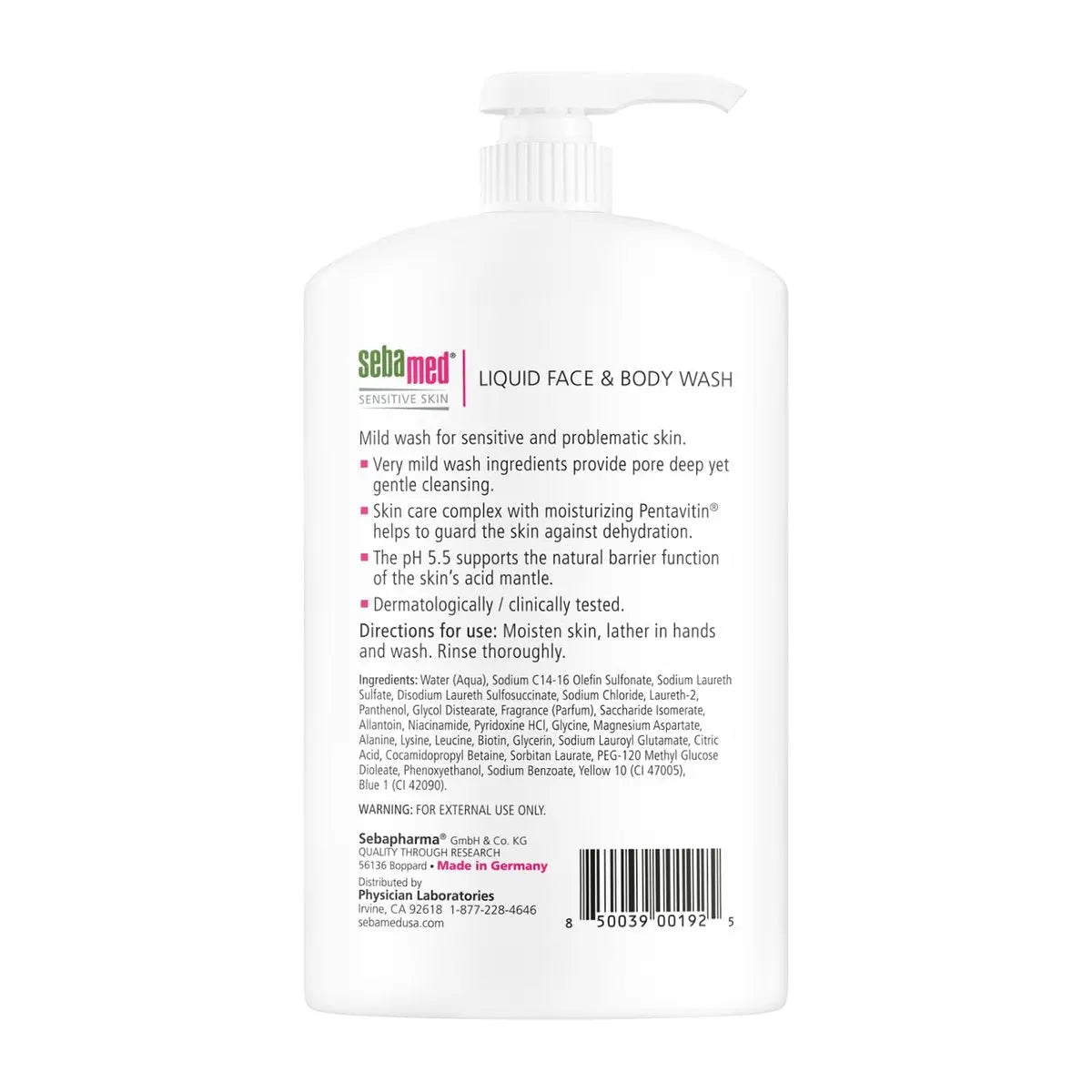 Sebamed Liquid Face & Body Wash 1000mL (1 Liter) - Paraben-Free Dermatologist Recommended Mild Gentle Cleanser for Sensitive Skin Avelisse