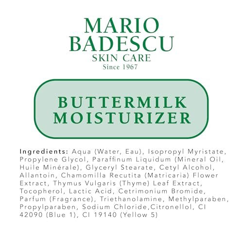 Mario Badescu Buttermilk Face Moisturizer – Hydrating Cream for Combination or Dry Skin with Lactic Acid & Thyme Extract, 2 oz Avelisse