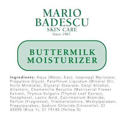 Mario Badescu Buttermilk Face Moisturizer – Hydrating Cream for Combination or Dry Skin with Lactic Acid & Thyme Extract, 2 oz Avelisse
