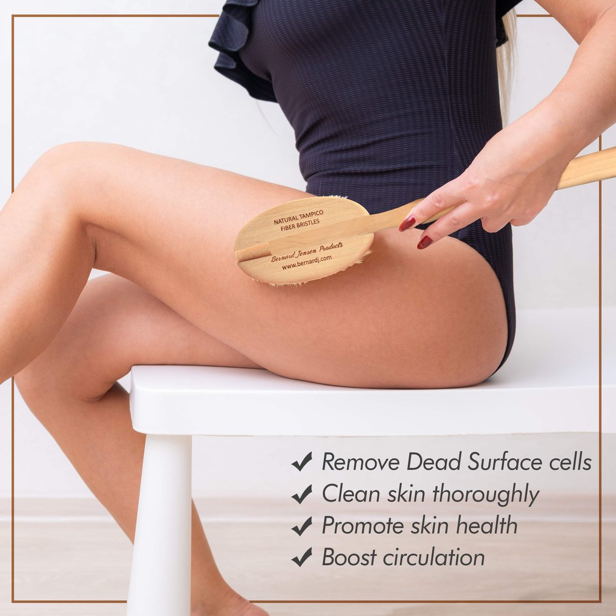 Bernard Jensen Natural Bristle Body Brush for Dry Brushing, Exfoliation & Skin Care - görsel 9