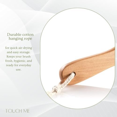 100% Natural Boar Bristle Body Brush with Contoured Wooden Handle – Dry Brushing & Shower Brush by TOUCH ME - görsel 10