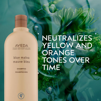 Aveda Blue Malva Shampoo – Purple Shampoo for Gray & Blonde Hair, Neutralizes Brassiness, 33.8 Fl Oz Avelisse