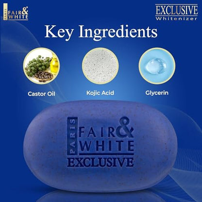 FAIR & WHITE Exclusive Exfoliating Soap 200g / 7oz - Moisturizing Bar Soap for Face and Body Avelisse