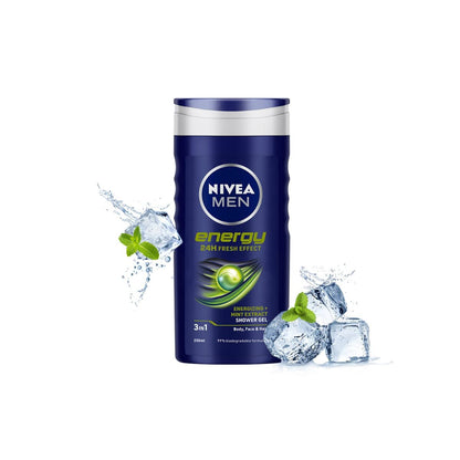 NIVEA MEN Energy Shower Gel, 250ml (8.45 Fl Oz) - Invigorating Body Wash