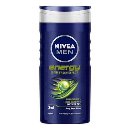 NIVEA MEN Energy Shower Gel, 250ml (8.45 Fl Oz) - Invigorating Body Wash