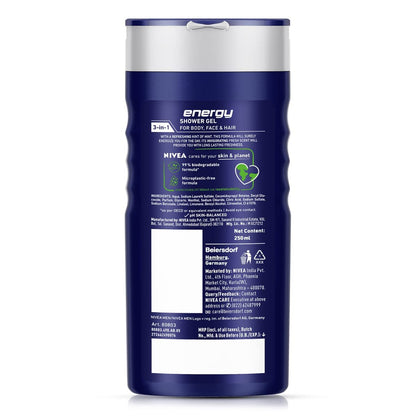 NIVEA MEN Energy Shower Gel, 250ml (8.45 Fl Oz) - Invigorating Body Wash