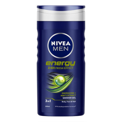 NIVEA MEN Energy Shower Gel, 250ml (8.45 Fl Oz) - Invigorating Body Wash