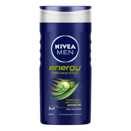 NIVEA MEN Energy Shower Gel, 250ml (8.45 Fl Oz) - Invigorating Body Wash
