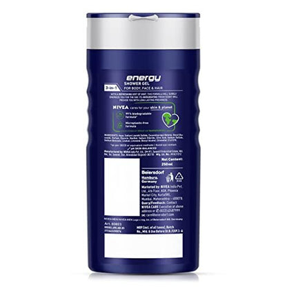 NIVEA MEN Energy Shower Gel, 250ml (8.45 Fl Oz) - Invigorating Body Wash