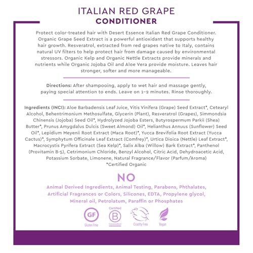 Desert Essence Italian Red Grape Conditioner - Antioxidant-Rich with Resveratrol, Organic Sea Kelp & Nettle Extracts - 8 oz - görsel 8